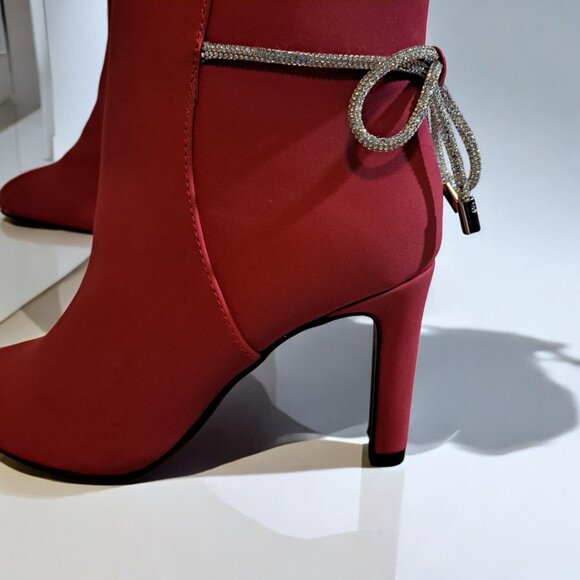 IMPO Tory Crystal Bow Ankle Bootie Red 5 ½ M NWOT. - Picture 5 of 12